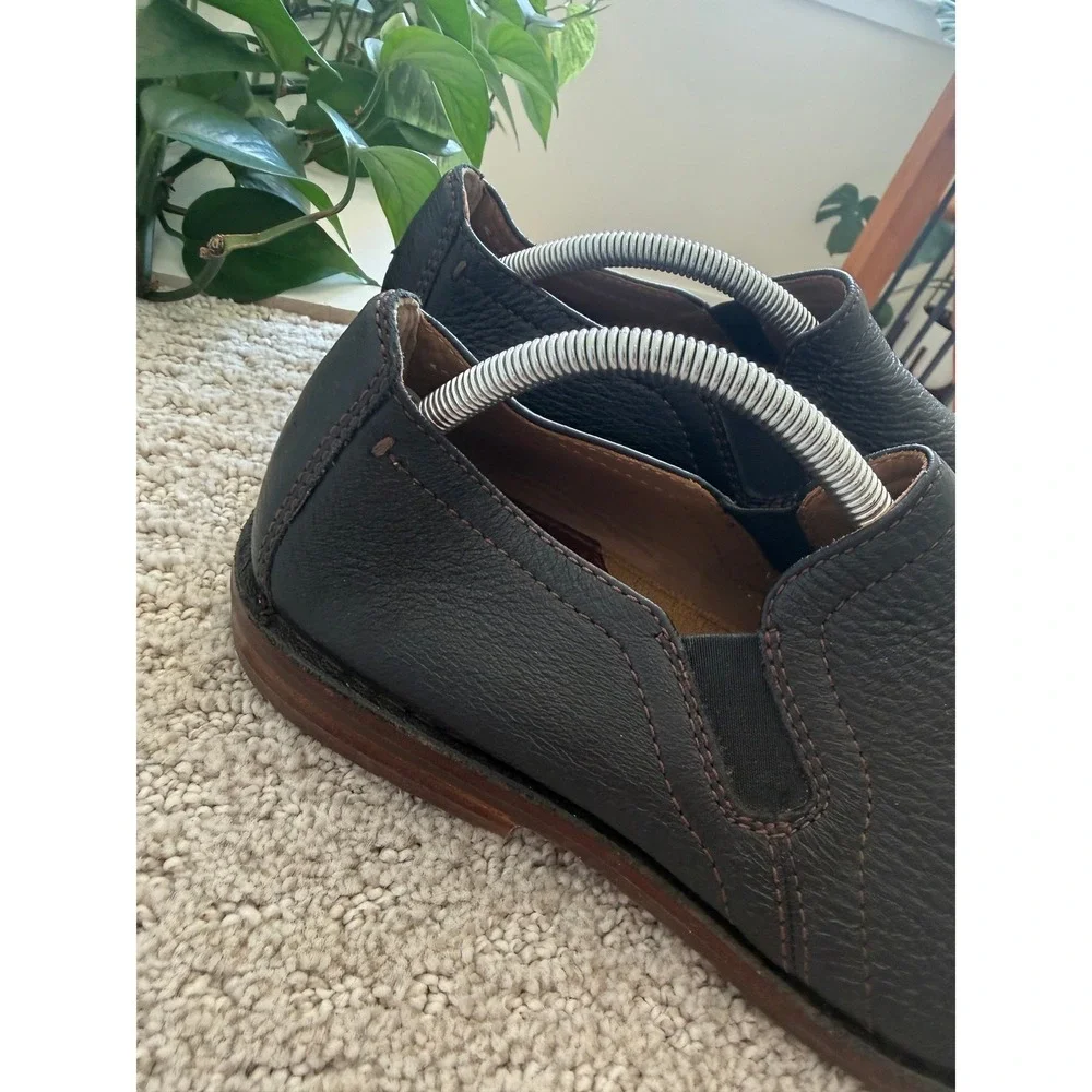 H.S. Trask BLAINE BLACK ELK Leather Slip On Loafers MEN 10.5 Vibram PEBBLED